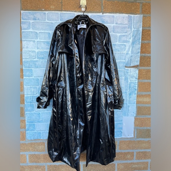VIVIENNE HU VHNY VINYL TRENCH COAT IN BLACK SIZE 8 - Picture 10 of 16